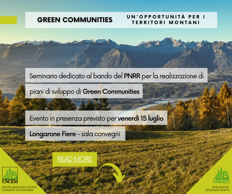 Green Communties il convegno di presentazione PNRR con UNCEM